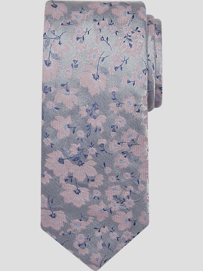 Pronto Uomo Big & Tall Men's Narrow Floral Tie , Pink