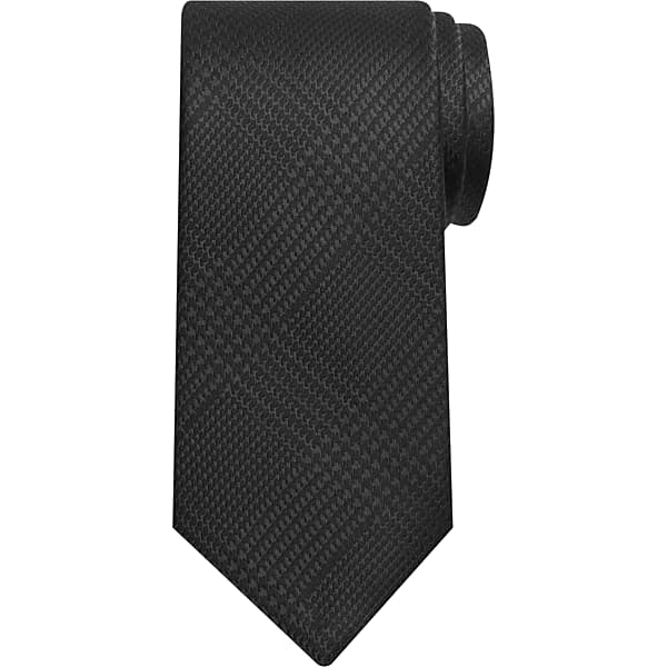 Pronto Uomo Big & Tall Men's Narrow Plaid Tie Black - Size: XLONG - Only Available at Men's Wearhouse TMW8ZN180102
