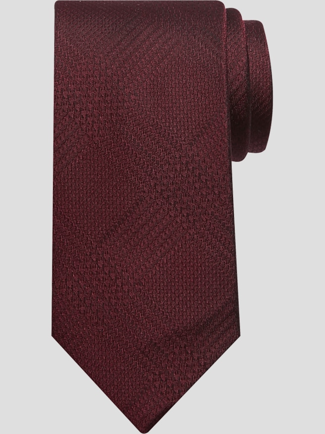 Pronto Uomo Men's Narrow Plaid Tie Purple , Wine / Burgundy