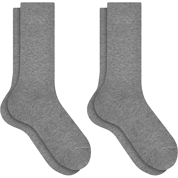 Falke Happy Socks 2-Pack in Light Gray – Men’s Mid-Calf Cotton Blend Dress Socks Size 47-50 (US 13-16)