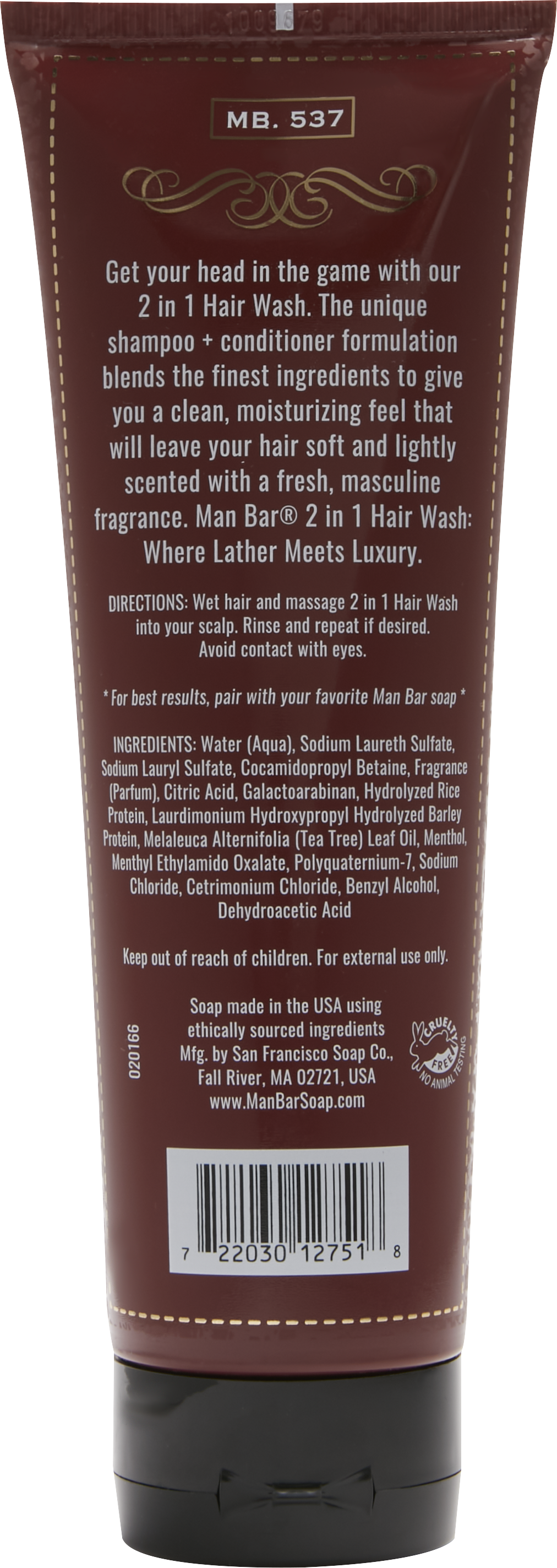 Man Bar Exotic Musk & Sandalwood 2-in-1 Hair Wash, 8.5 oz.