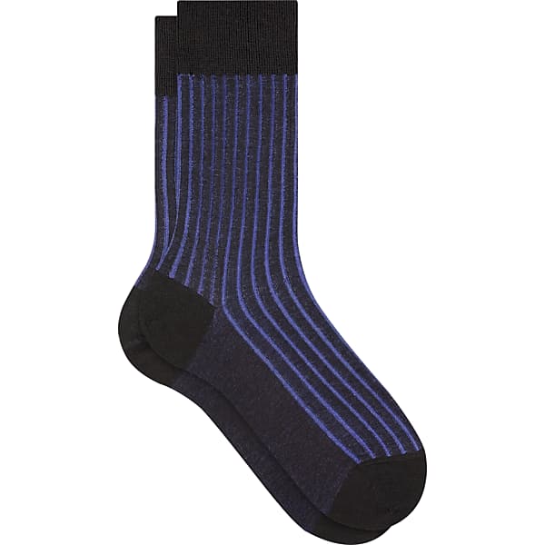Falke Men's Vertical Stripe Shadow Socks, 1-pair Black-Blue - Size: 43-44