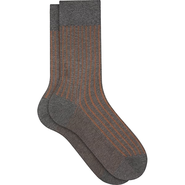 Falke Men's Vertical Stripe Shadow Socks, 1-pair Grey-Cognac - Size: 43-44