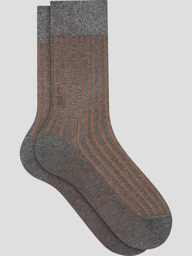Falke Men's Vertical Stripe Shadow Socks, 1-pair , Grey-Cognac / Gray