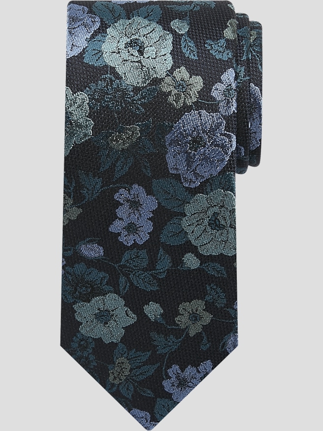 Joseph Abboud Men's Narrow Floral Tie , Teal / Green