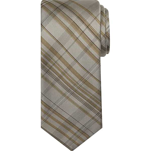 Pronto Uomo Men's Sleek Plaid Tie Tan - Size: One Size - Only Available at Men's Wearhouse TMW8ZW480018