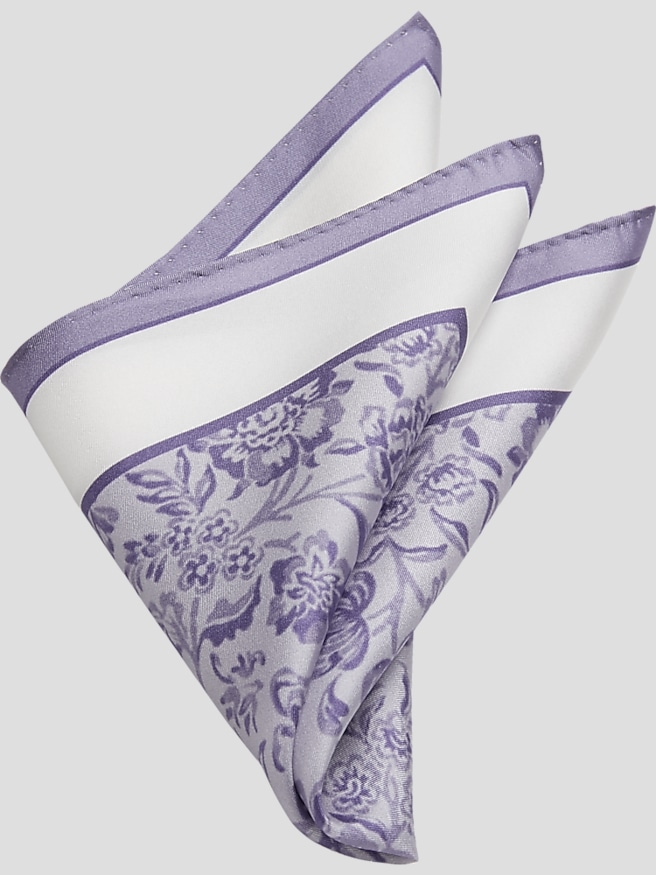 Joseph Abboud Men's Floral Silk Pocket Square , Lilac / Purple