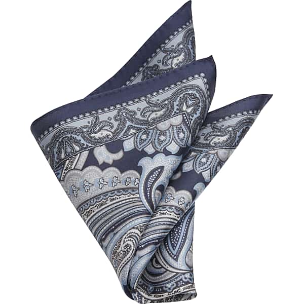 Joseph Abboud Men's Paisley Silk Pocket Square Navy - Size: One Size TMW8ZWH80001