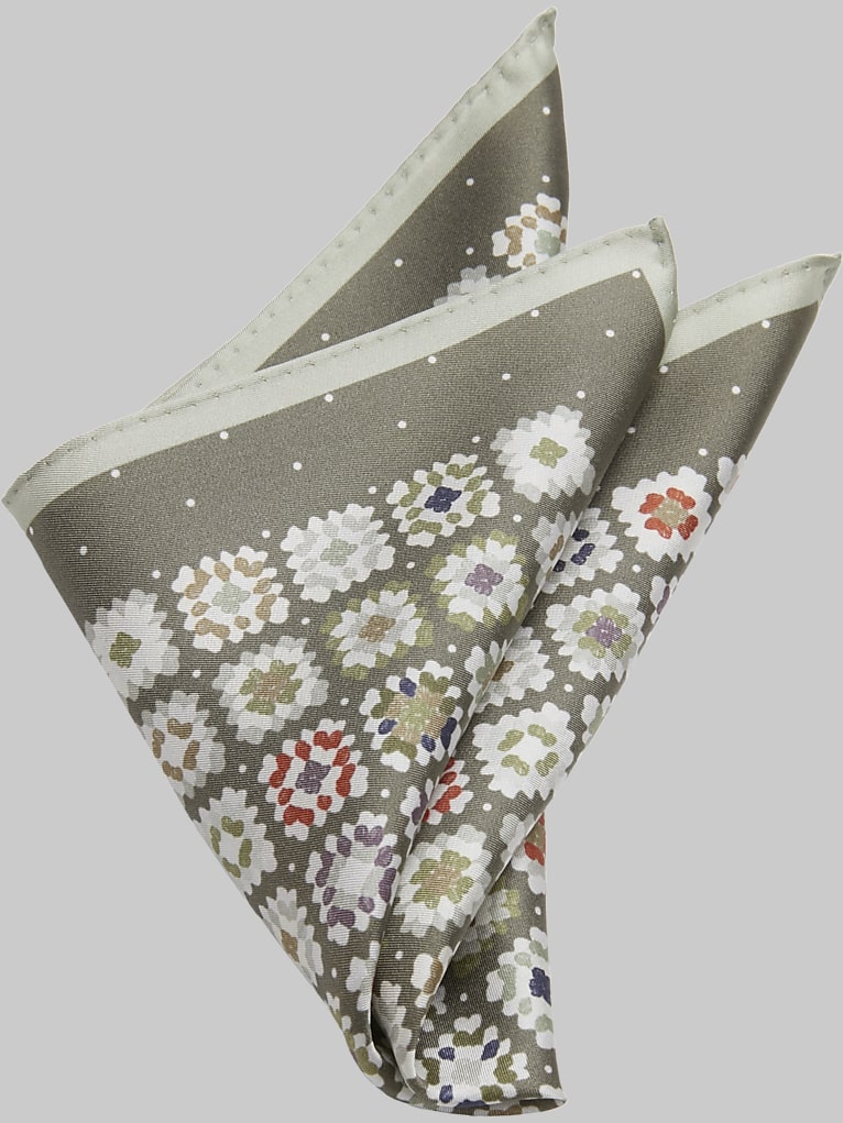 Joseph Abboud Stamped Medallion Silk Pocket Square