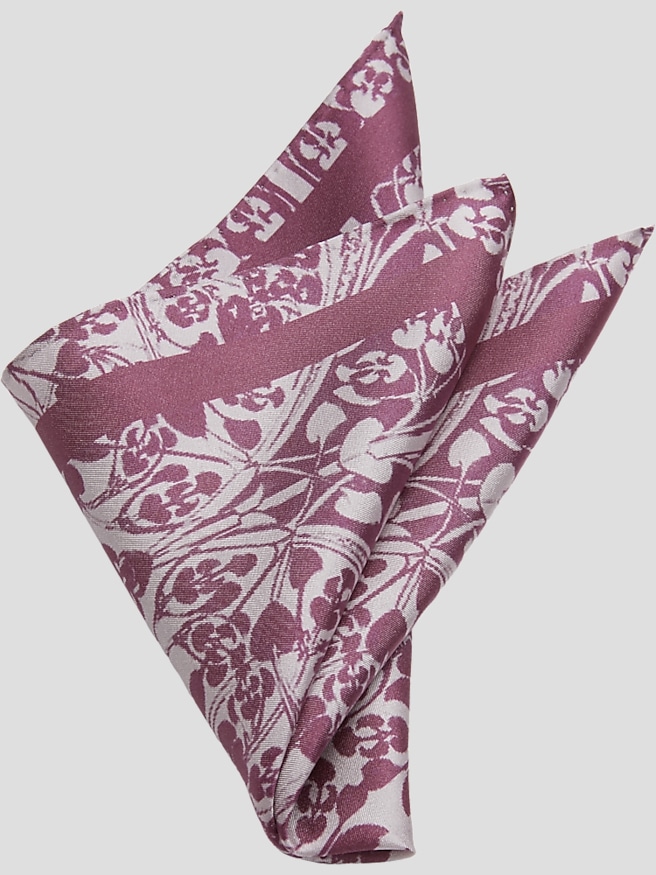 Joseph Abboud Men's Floral Silk Pocket Square , Grape / Purple