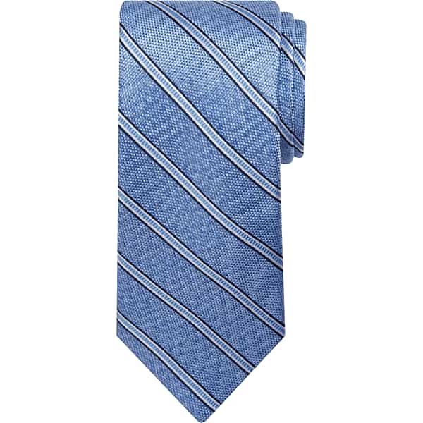 Pronto Uomo Men's Narrow Diagonal-Stripe Silk Tie Blue - Size: One Size - Only Available at Men's Wearhouse TMW8ZWP80004