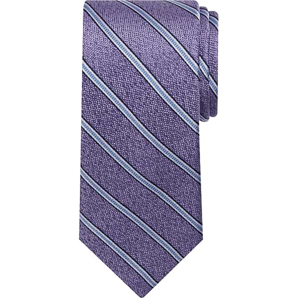 Pronto Uomo Men's Narrow Diagonal-Stripe Silk Tie Purple - Size: One Size - Only Available at Men's Wearhouse TMW8ZWP80032