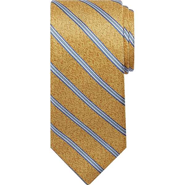 Pronto Uomo Men's Narrow Diagonal-Stripe Silk Tie Gold - Size: One Size - Only Available at Men's Wearhouse TMW8ZWP80040