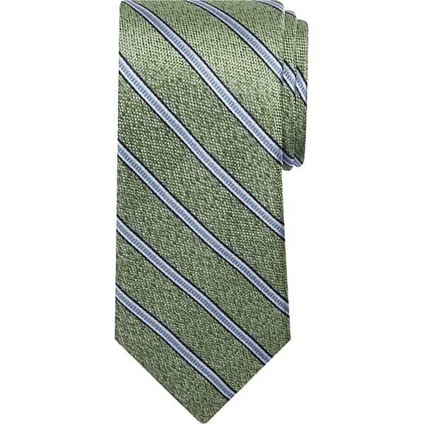 Pronto Uomo Men's Narrow Diagonal-Stripe Silk Tie Green - Size: One Size - Only Available at Men's Wearhouse TMW8ZWP80043