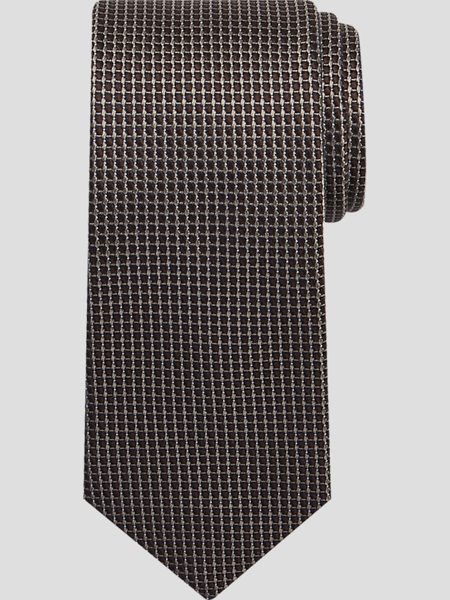 Joseph Abboud Men's Two-Tone Micro Grid Silk Tie , Brown