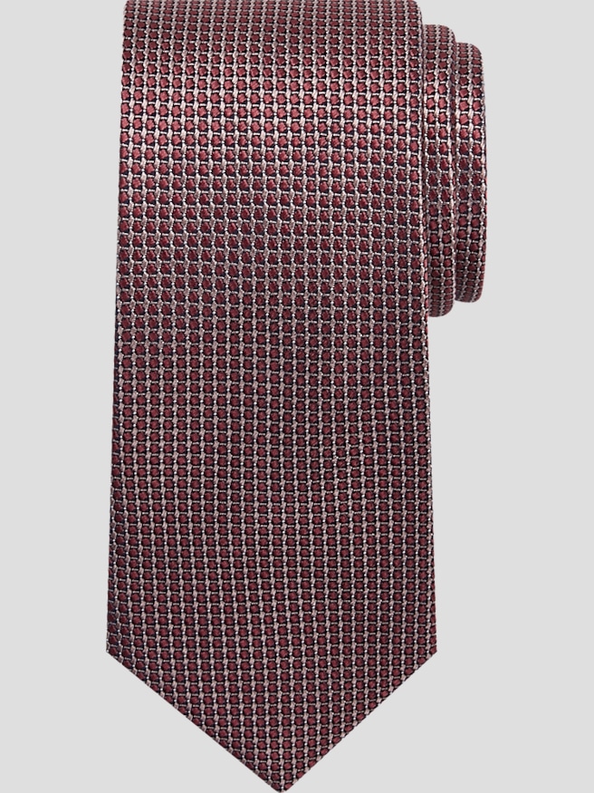 Joseph Abboud Men's Two-Tone Micro Grid Silk Tie , Dark Pink