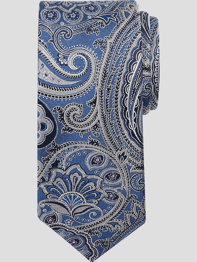Joseph Abboud Men's Narrow Paisley Botanical Silk Tie , Blue