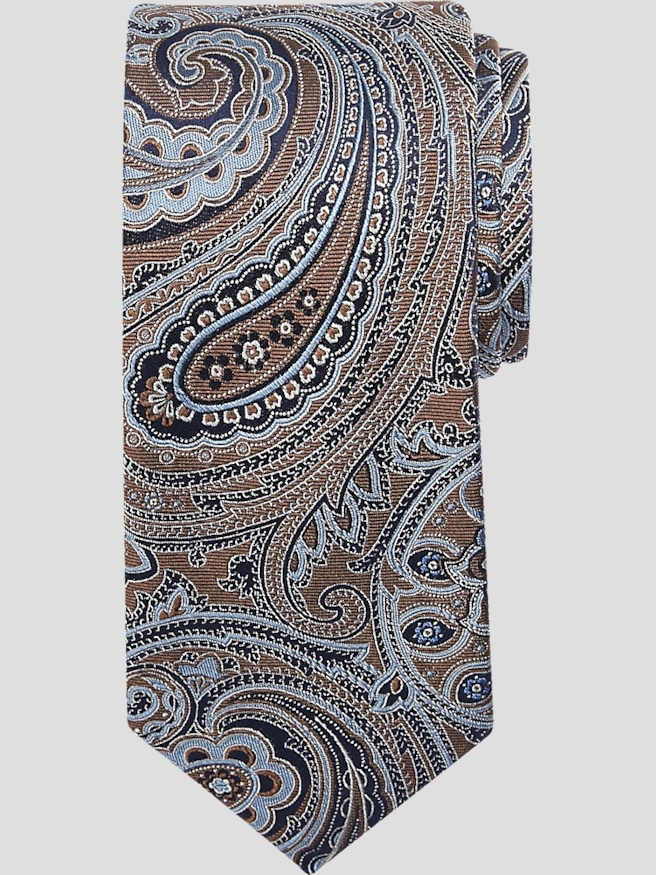 Joseph Abboud Men's Narrow Paisley Bo, Tan / Brownical Silk Tie , Tan / Brown