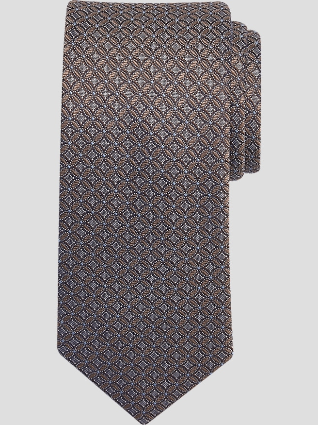 Joseph Abboud Men's Narrow Linked Circles Tie , Tan / Brown