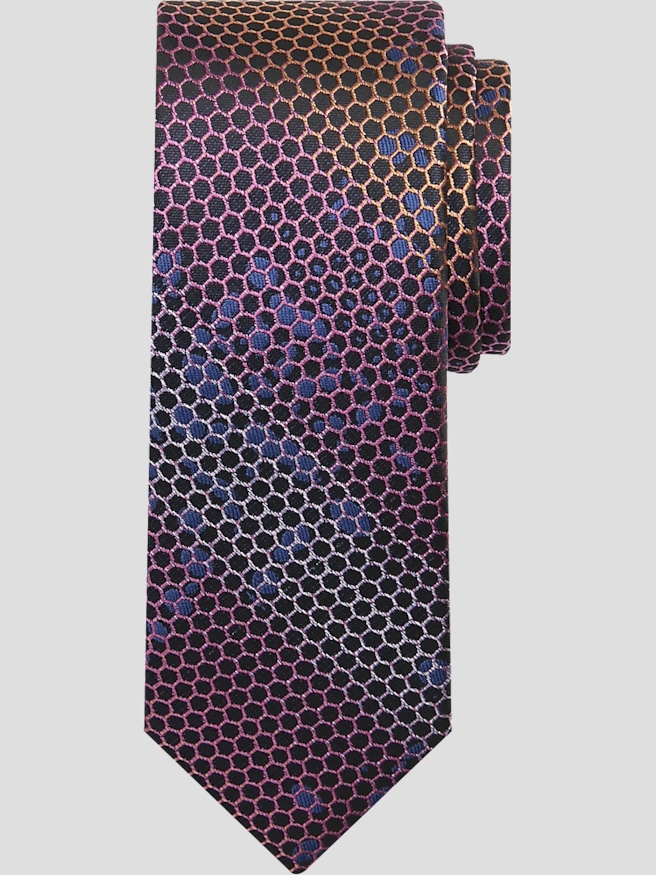 Egara Men's Narrow Honeycomb Tie , Pink