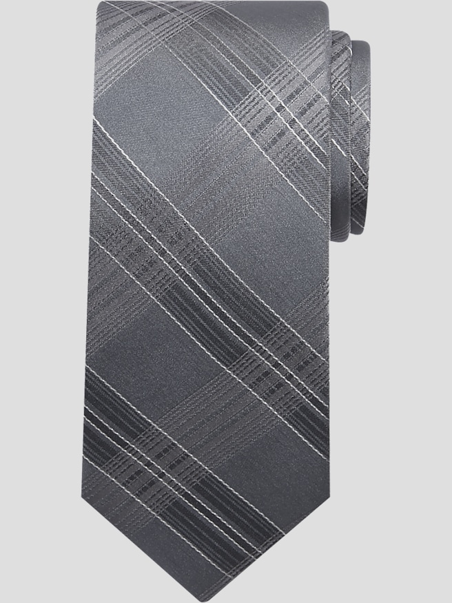 Awearness Kenneth Cole Men's City Plaid Tie , Grey / Gray
