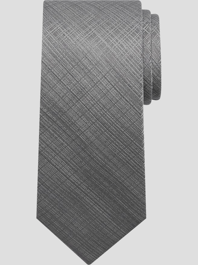 Awearness Kenneth Cole Men's Hairlines Plaid Tie , Grey / Gray