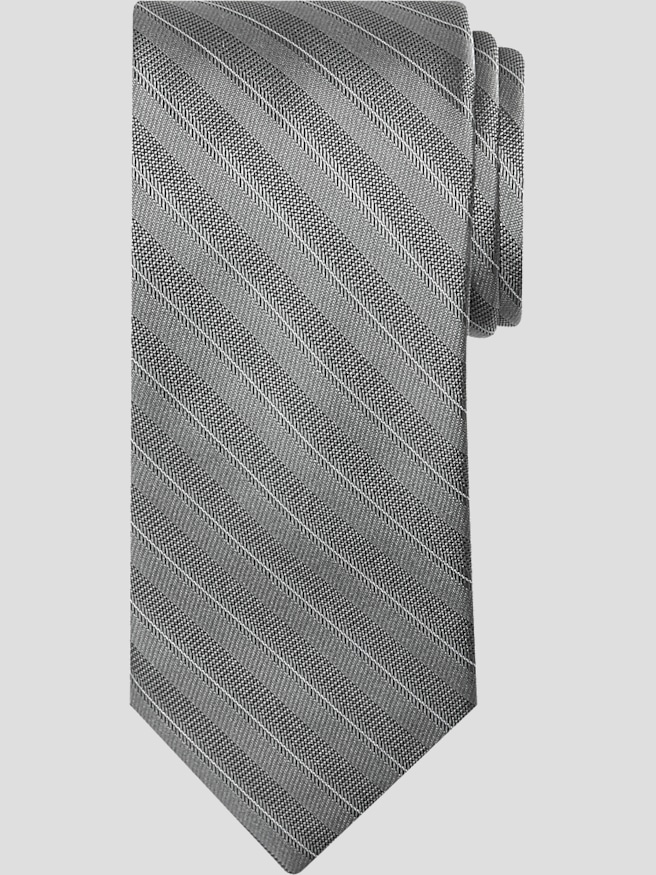 Awearness Kenneth Cole Men's Narrow Modern Stripe Tie , Charcoal / Gray