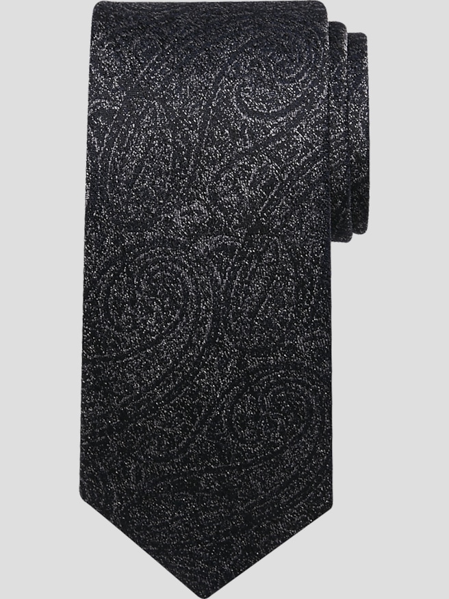 Pronto Uomo Men's Paisley Silk Tie , Black