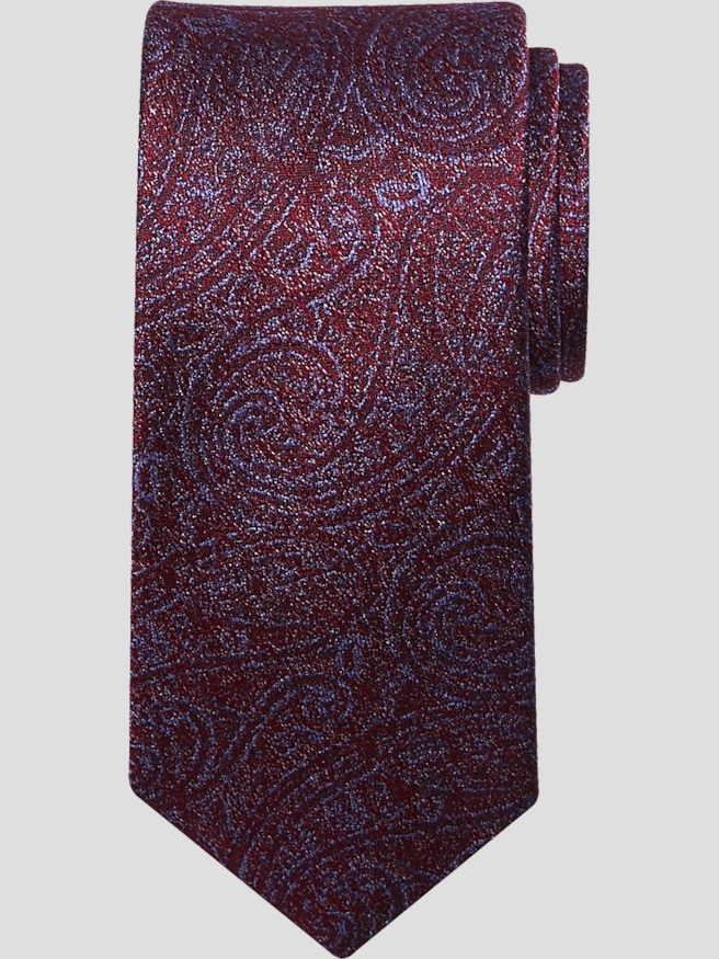 Pronto Uomo Men's Paisley Silk Tie , Red