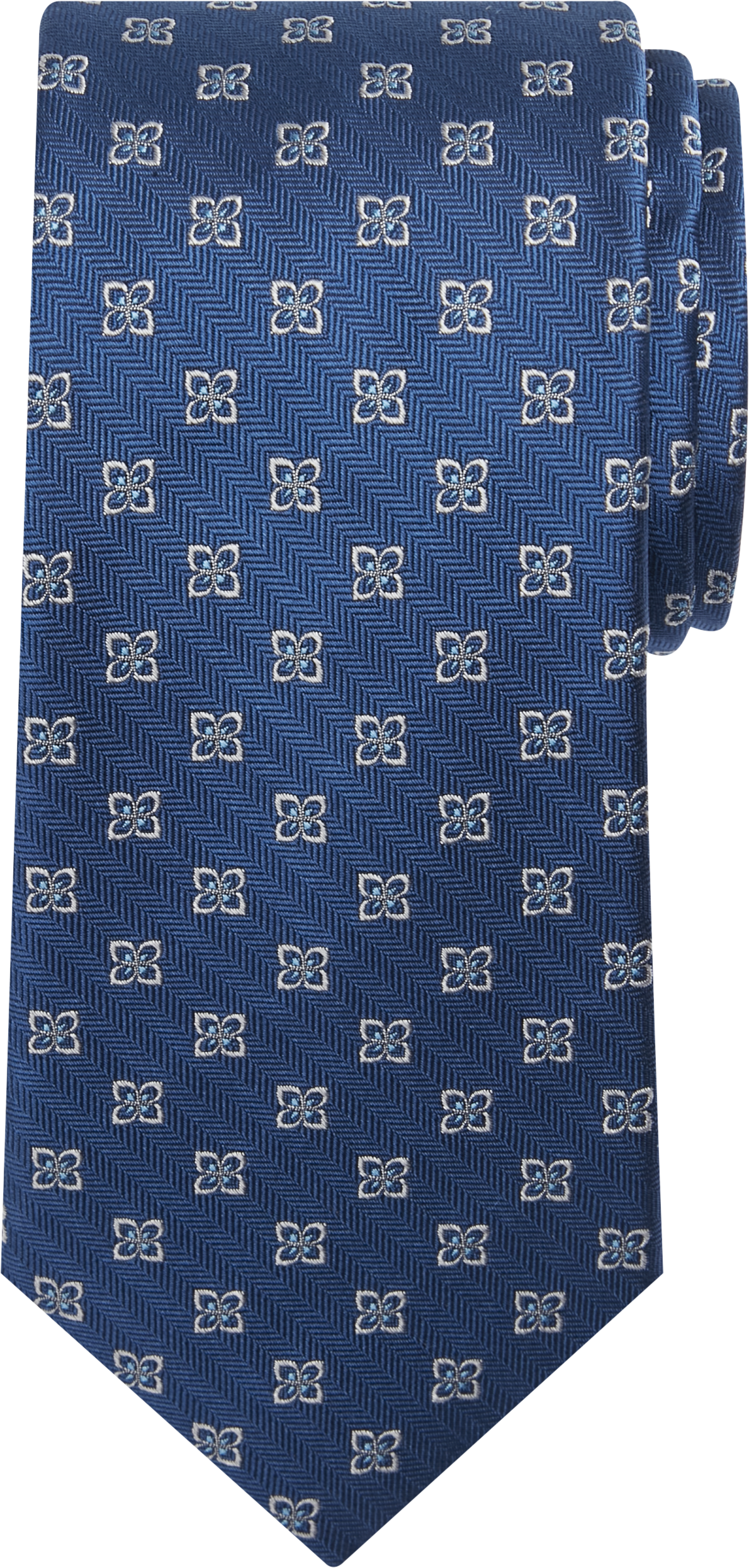 Narrow Floral Motif Silk Tie
