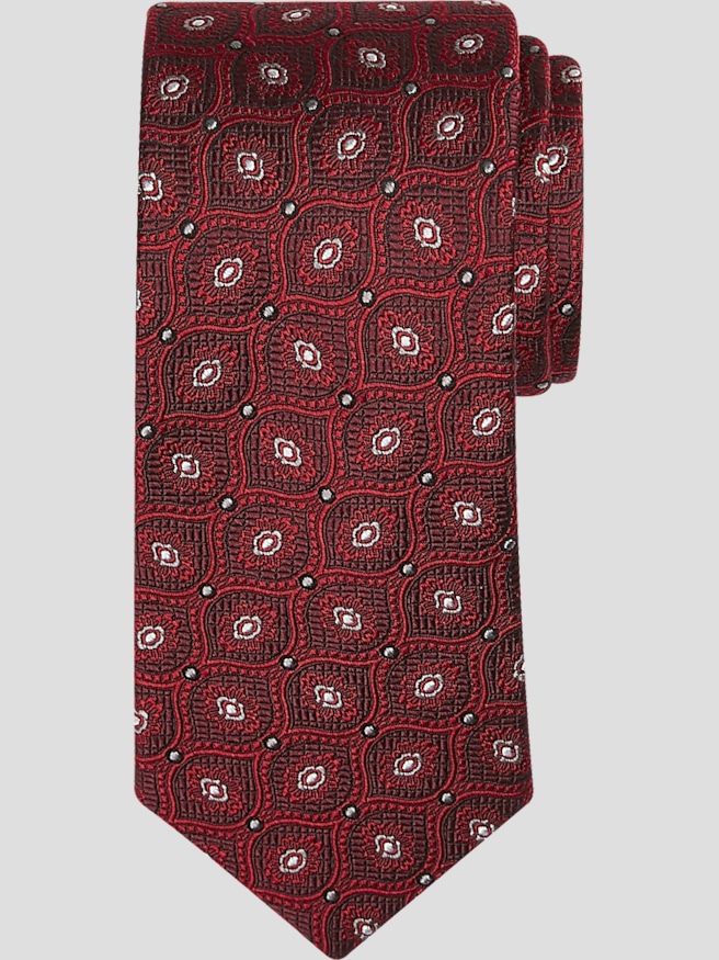 Joseph Abboud Men's Narrow Onion Medallion Tie , Burgundy