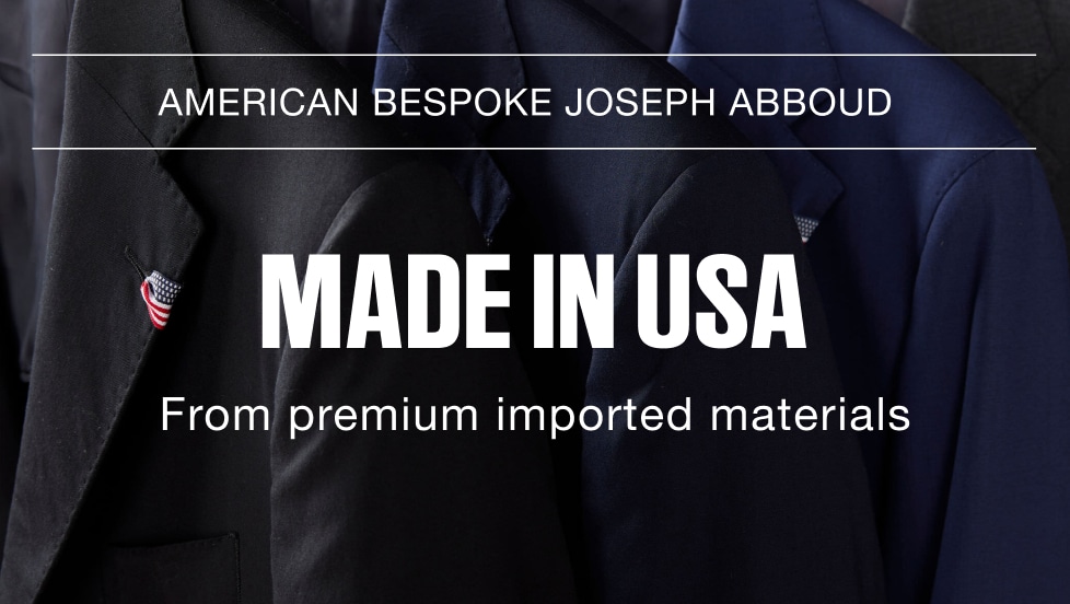 American Bespoke by Joseph Abboud. Made in USA. From premium imported materials.