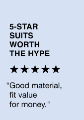 5-star suits worth the hype. Rotating customer reviews.