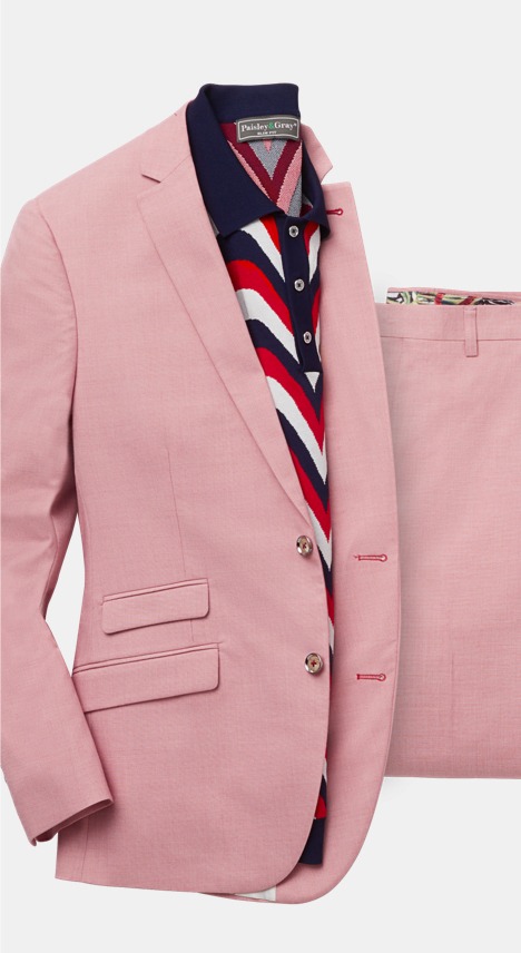 navy blue coat with pink shirt