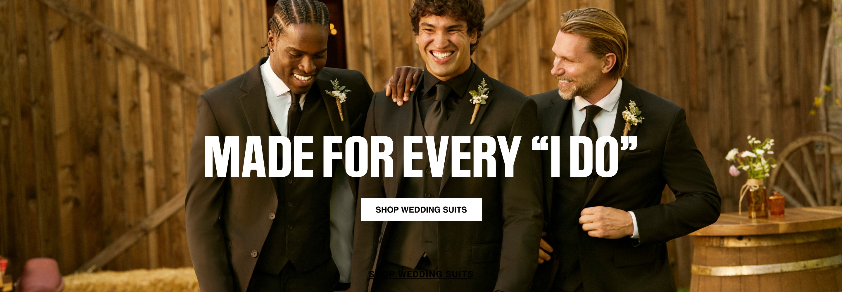 Made for every I do. Shop wedding suits.