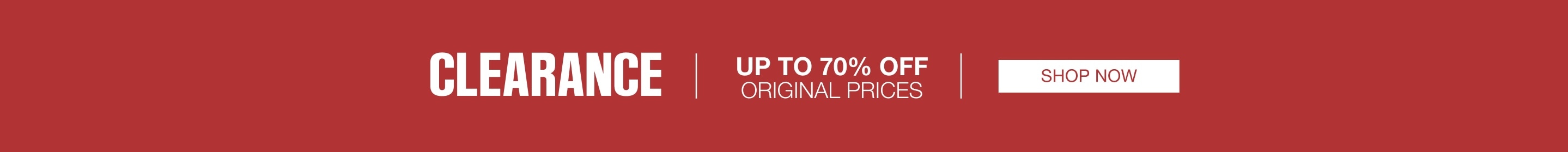 Clearance. Up to 70% off original prices.