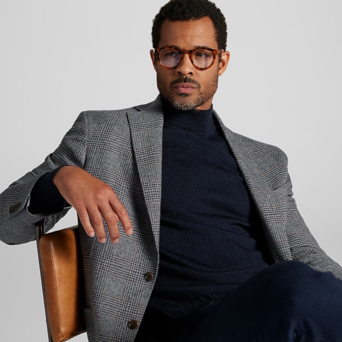 Man in a gray sport coat. Clearance sport coats.