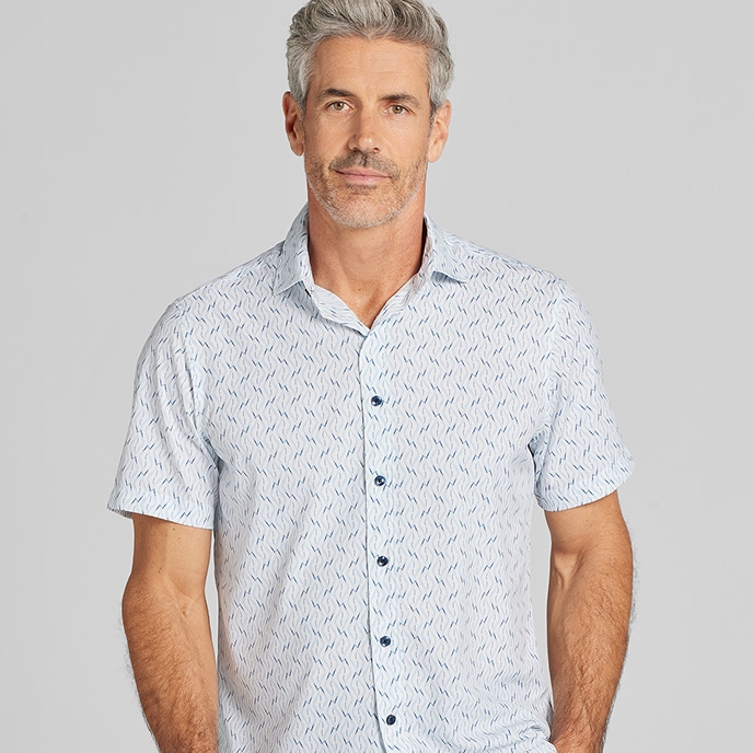 Man in a light blue casual shirt. Clearance casual shirts.
